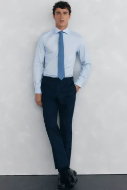 Pedro del Hierro Camisas|Camisas Clássicas-Camisa social estruturada slim fit, resistente a manchas e que não precisa passar Azul
