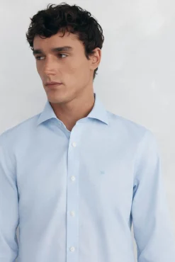 Pedro del Hierro Camisas|Camisas Clássicas-Camisa social estruturada slim fit, resistente a manchas e que não precisa passar Azul