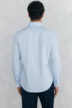 Pedro del Hierro Camisas|Camisas Clássicas-Camisa social estruturada slim fit, resistente a manchas e que não precisa passar Azul