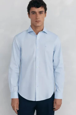 Pedro del Hierro Camisas|Camisas Clássicas-Camisa social estruturada slim fit, resistente a manchas e que não precisa passar Azul