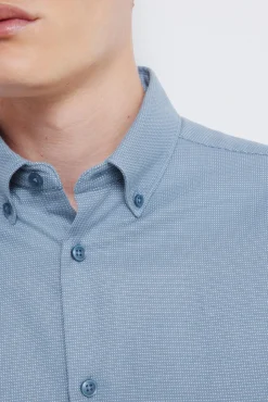 Springfield Camisas|Camisas Clássicas-Camisa social estruturada bicolor azul