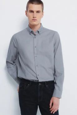 Springfield Camisas|Camisas Clássicas-Camisa social estruturada bicolor cinzento