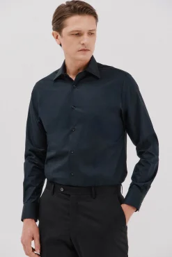 Cortefiel Camisas|Camisas Clássicas-Camisa social lisa de algodão tencel Azul