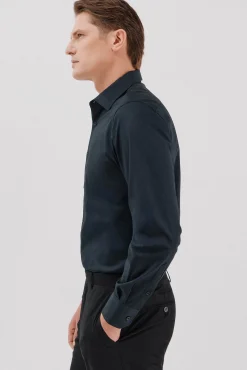 Cortefiel Camisas|Camisas Clássicas-Camisa social lisa de algodão tencel Azul