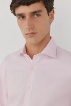 Pedro del Hierro Camisas|Camisas Clássicas-Camisa social lisa que não pode ser passada a ferro + resistente a manchas Rosa