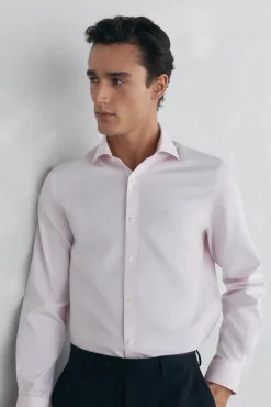 Pedro del Hierro Camisas|Camisas Clássicas-Camisa social lisa que não pode ser passada a ferro + resistente a manchas Rosa