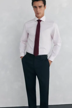 Pedro del Hierro Camisas|Camisas Clássicas-Camisa social lisa que não pode ser passada a ferro + resistente a manchas Rosa