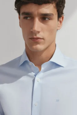 Pedro del Hierro Camisas|Camisas Clássicas-Camisa social lisa que não pode ser passada a ferro + resistente a manchas Azul