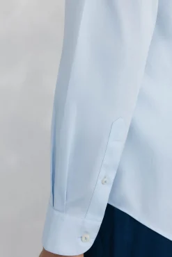 Pedro del Hierro Camisas|Camisas Clássicas-Camisa social lisa, slim fit, resistente a manchas e não engomada Azul