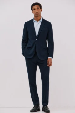 Cortefiel Camisas|Camisas Clássicas-Camisa social pied-de- pied-de-poule tencel Azul