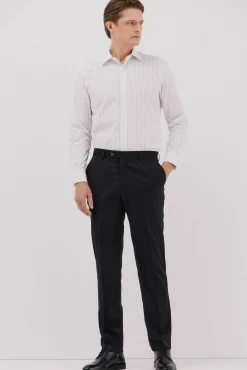 Cortefiel Camisas|Camisas Clássicas-Camisa social riscas de algodão tencel Branco