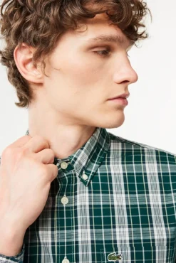Lacoste Camisas-Camisa stretch estampada xadrez para homem Verde