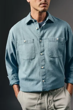 OOTO Camisas-Camisa tecido espiga Azul