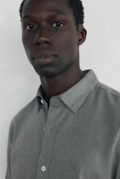 Pedro del Hierro Camisas-Camisa Tencel lisa mesclada Verde