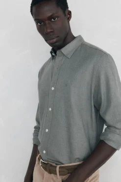 Pedro del Hierro Camisas-Camisa Tencel lisa mesclada Verde