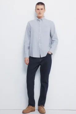 Springfield Camisas-Camisa Tencel Oxford cinzento