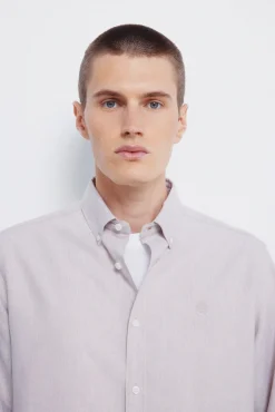 Springfield Camisas-Camisa Tencel Oxford bege