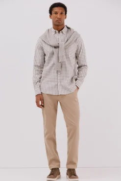 Cortefiel Camisas-Camisa twill xadrez Tostado