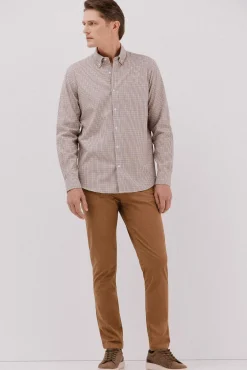 Cortefiel Camisas-Camisa twill xadrez Laranja