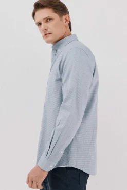 Cortefiel Camisas-Camisa twill xadrez Azul