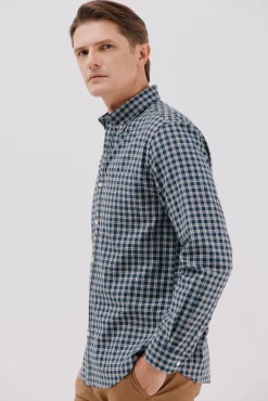 Cortefiel Camisas-Camisa twill xadrez Azul