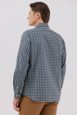 Cortefiel Camisas-Camisa twill xadrez Azul