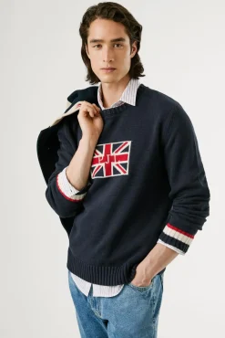 Pepe Jeans Camisolas-Camisa Union Jack Regular Fit azul
