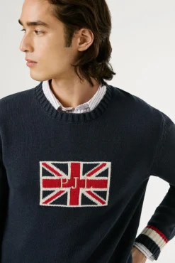 Pepe Jeans Camisolas-Camisa Union Jack Regular Fit azul