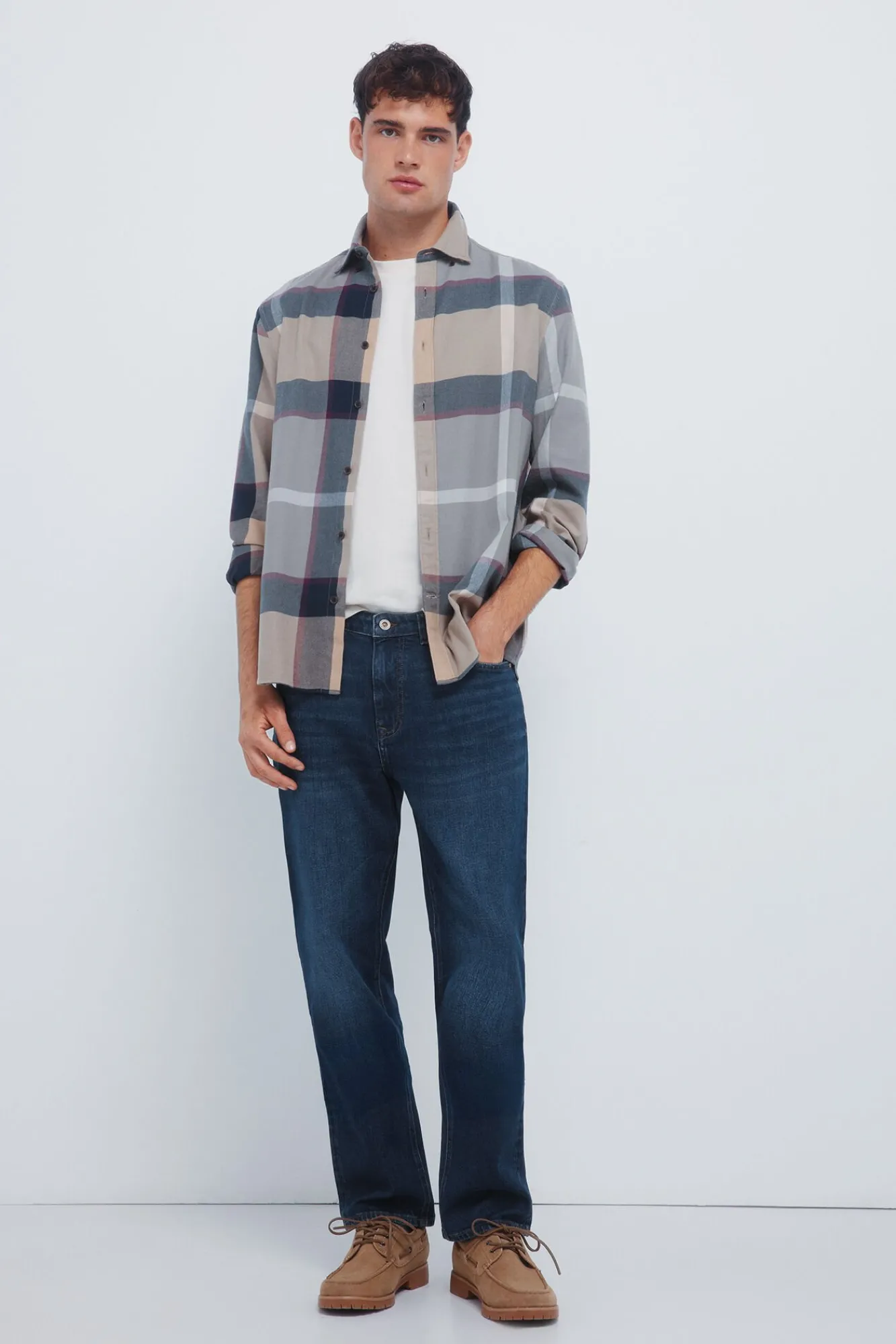 Springfield Camisas-Camisa xadrez bege