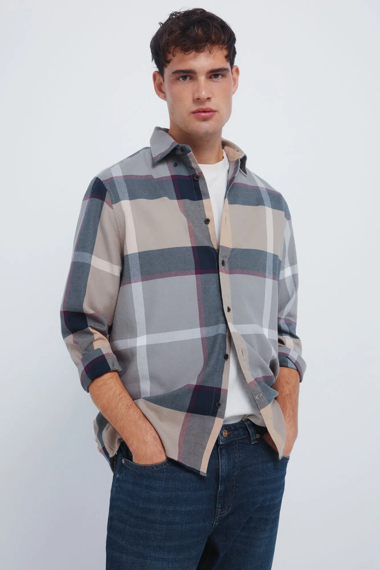 Springfield Camisas-Camisa xadrez bege