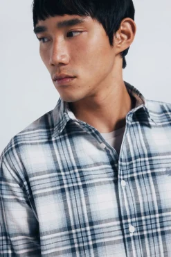 Springfield Camisas-Camisa xadrez de algodão azul