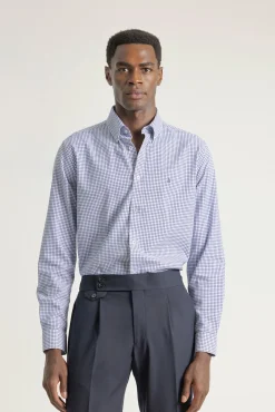 PuroEGO Camisas-Camisa xadrez de algodão slim Azul