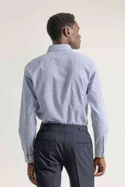 PuroEGO Camisas-Camisa xadrez de algodão slim Azul
