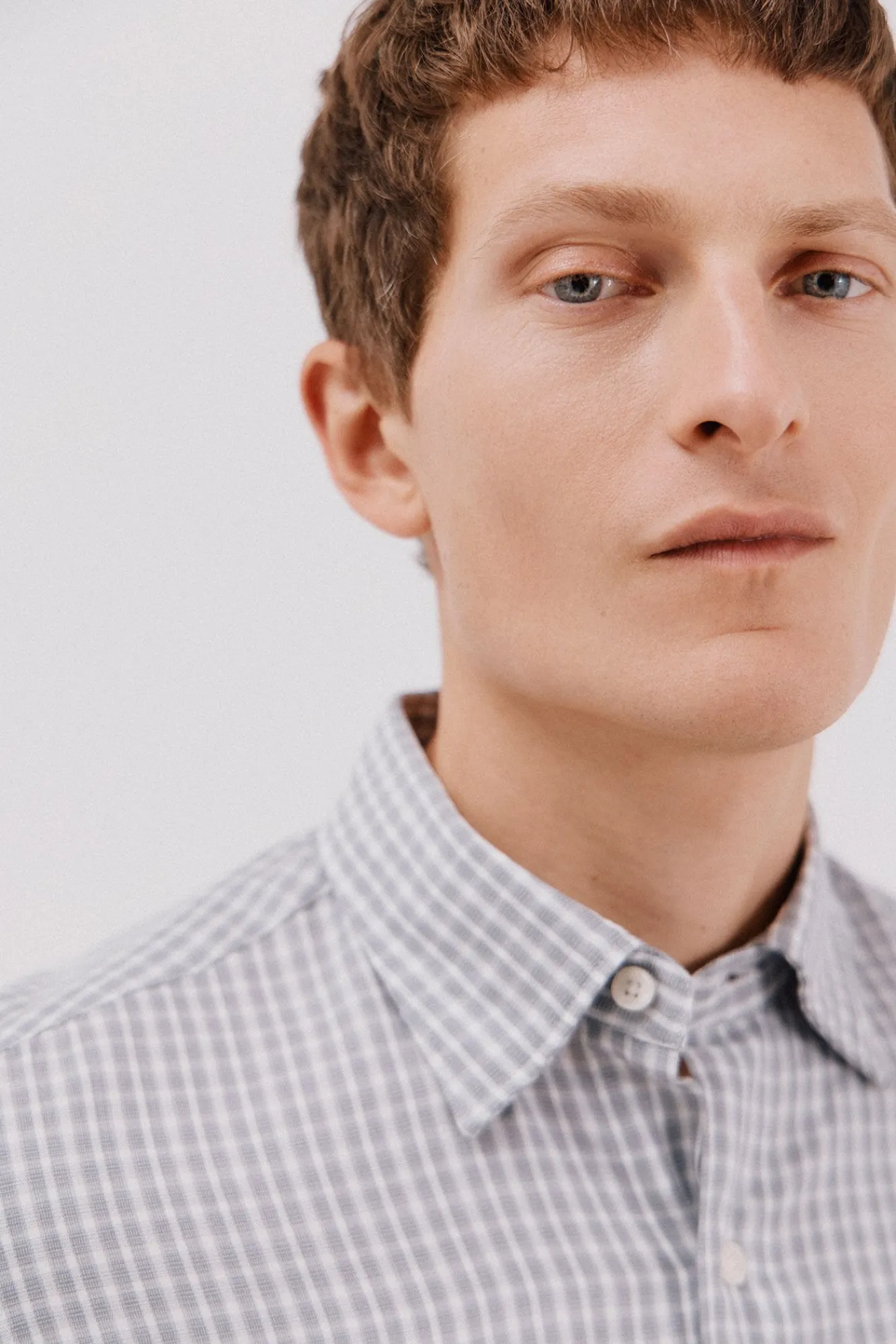 Cortefiel Camisas-Camisa xadrez de algodão tencel Cinzento