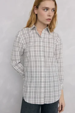 Pedro del Hierro Blusas-Camisa xadrez larga Cizento