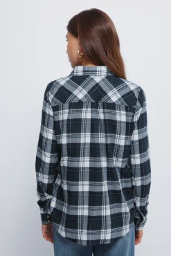 Springfield Blusas-Camisa xadrez lurex com bolso verde