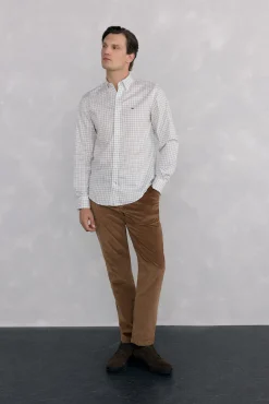 Pedro del Hierro Camisas-Camisa xadrez Oxford sem passar a ferro Ecru