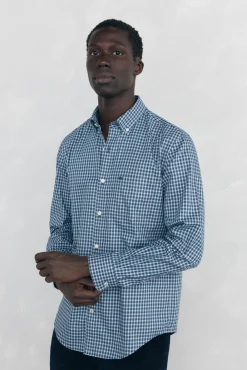 Pedro del Hierro Camisas-Camisa xadrez Oxford sem passar a ferro Azul