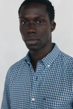 Pedro del Hierro Camisas-Camisa xadrez Oxford sem passar a ferro Azul