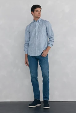 Pedro del Hierro Camisas-Camisa xadrez Oxford sem passar a ferro Azul
