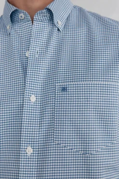 Pedro del Hierro Camisas-Camisa xadrez Oxford sem passar a ferro Azul
