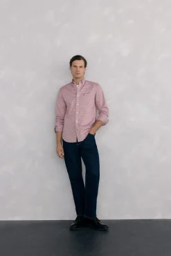 Pedro del Hierro Camisas-Camisa xadrez Oxford sem passar a ferro Bordeaux