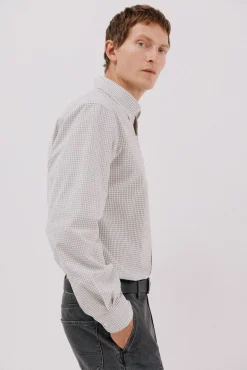 Cortefiel Camisas-Camisa xadrez popelina Cinzento