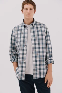 Cortefiel Camisas-Camisa xadrez popelina Azul