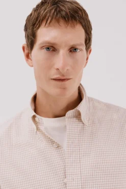 Cortefiel Camisas-Camisa xadrez popelina Castanho