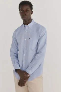 Pedro del Hierro Camisas-Camisa xadrez resistente a manchas e que não precisa passar Azul