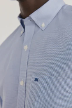 Pedro del Hierro Camisas-Camisa xadrez resistente a manchas e que não precisa passar Azul