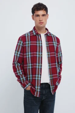 Springfield Camisas-camisa xadrez tartan vermelho