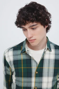 Springfield Camisas-camisa xadrez tartan bege