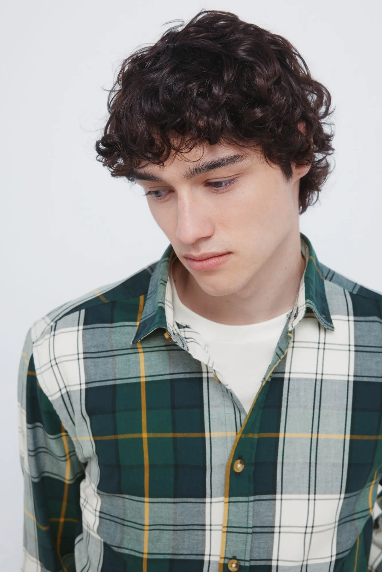 Springfield Camisas-camisa xadrez tartan bege